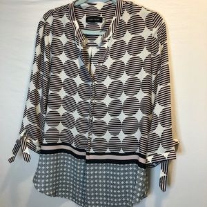 Ivanka Trump Printed Button Down Blouse